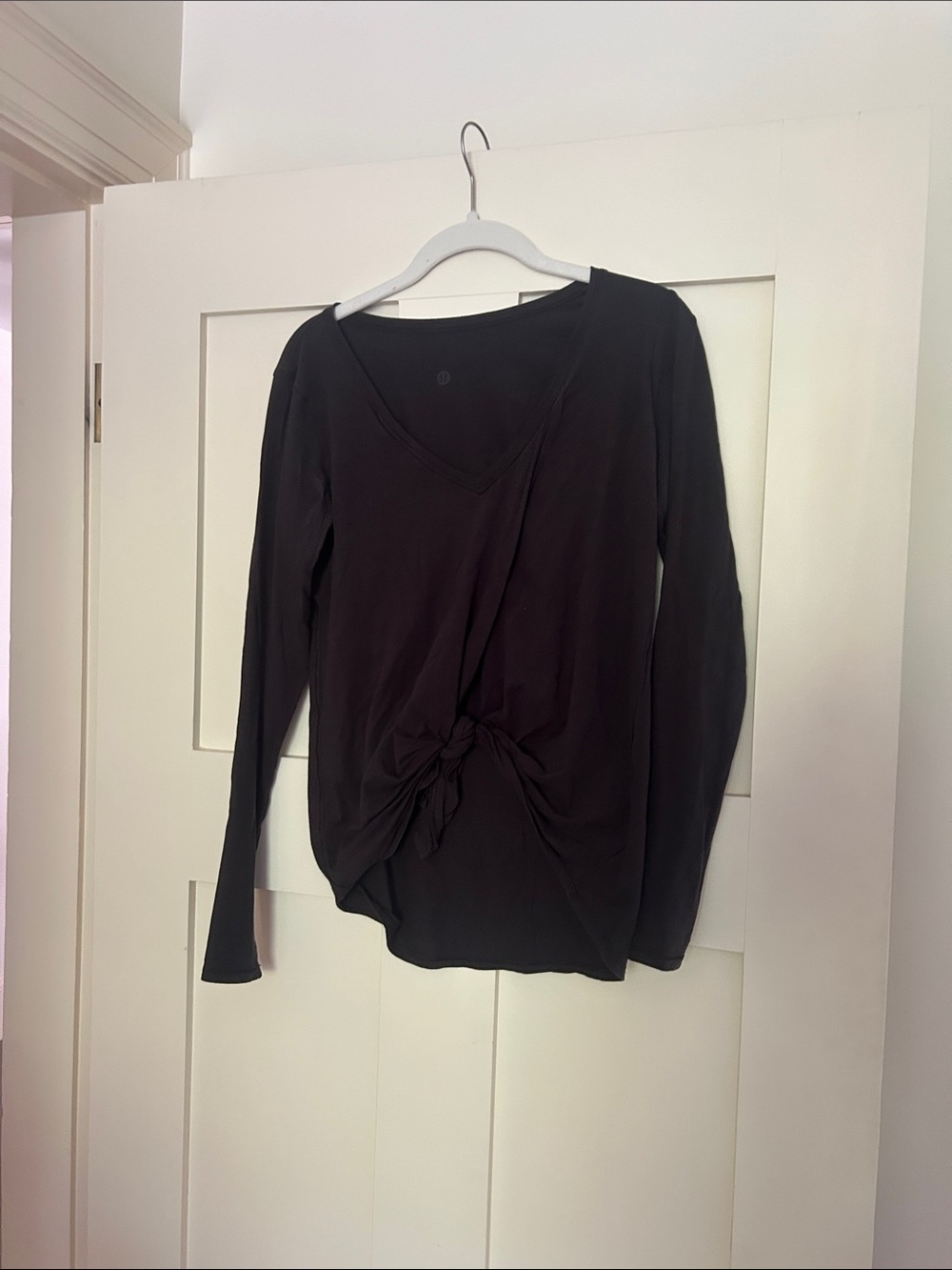lululemon athletica Black Long-Sleeve V-Neck Knot Front Top